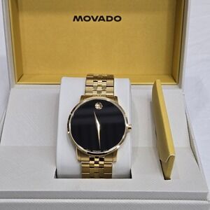 Movado Men's Yellow Gold Museum Classic 40mm Watch 0607203 W/ Box